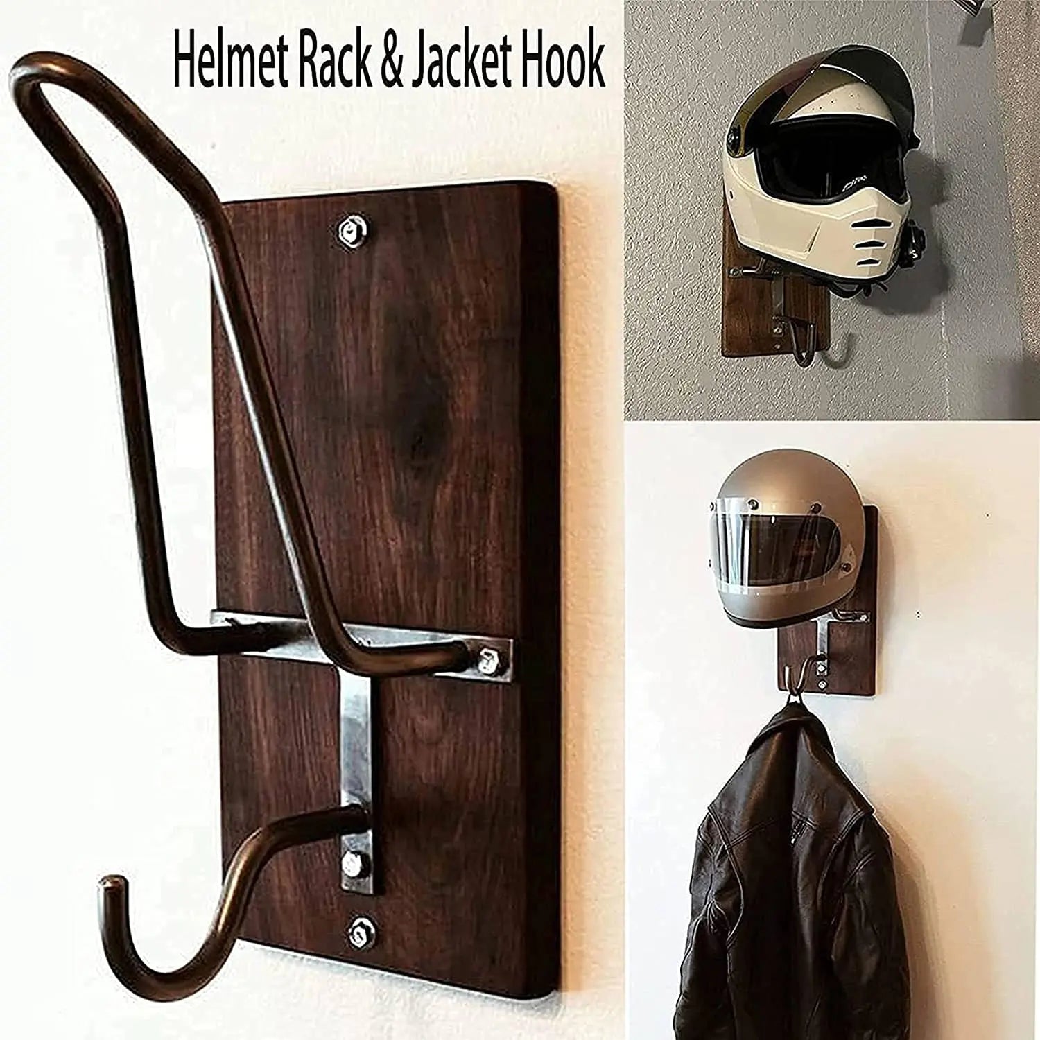 Motorcycle Helmet Rack and Jacket Hook, Wall Mount Helmet Display Rack Holder, Storage Hook Hanger Coat Organizer for Riding Accessories pattanaustralia